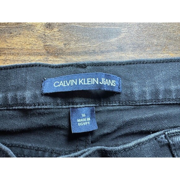 Calvin‎ Klein Jeans Black Cuffed High Rise Denim Cut Off Shorts Size 16 - Picture 3 of 11